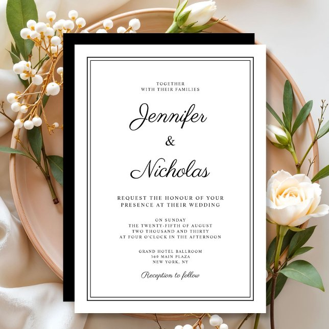 Elegant Modern Black And White Script Wedding Invitation (Elegant Modern Black And White Script Wedding Invitation
)