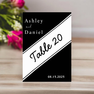Elegant Modern Black And White Stylish Wedding Table Number