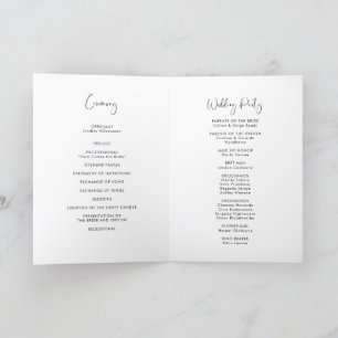 Elegant & modern black and white wedding folded programme