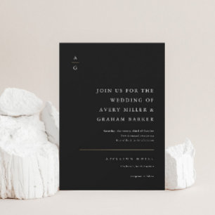 Elegant Modern Black and White Wedding Invitation