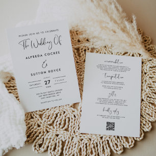 Elegant & Modern Black and White wedding Invitation