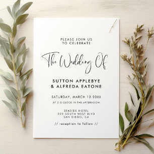 Elegant & modern black and white wedding invitation