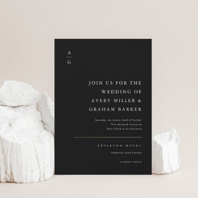 Elegant Modern Black and White Wedding Invitation (Creator Uploaded)
