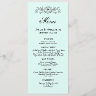 Elegant Modern Black and White Wedding Menu