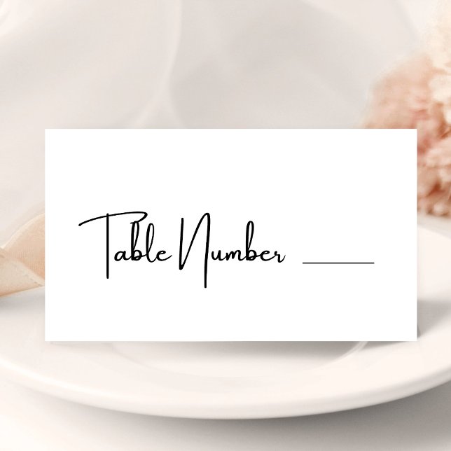 Elegant Modern Black and White Wedding Place Card (Creator Uploaded)