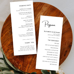 Elegant & Modern Black and White Wedding Program