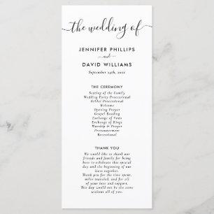 Elegant Modern Black and White Wedding Programme