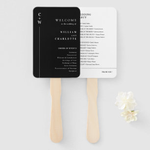 Elegant Modern Black and White Wedding Programs Hand Fan