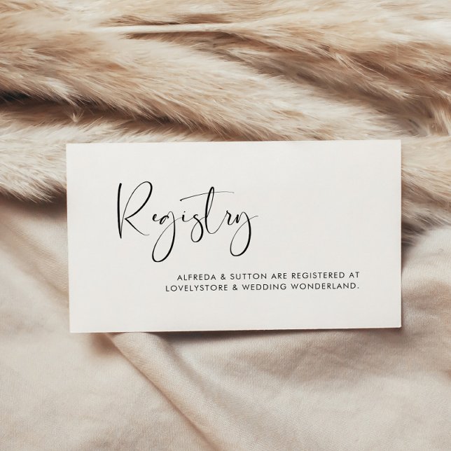 Elegant & modern black and white wedding registry enclosure card (Creator Uploaded)