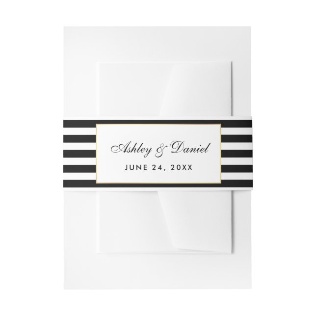 Elegant Modern Black and White Wedding S Invitation Belly Band (Front Example)