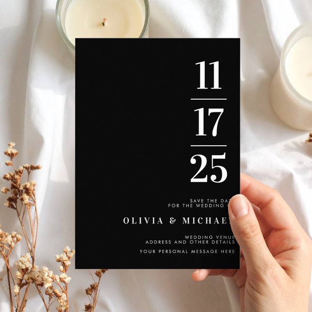Elegant Modern Black and White Wedding Save The Date (Creator Uploaded)