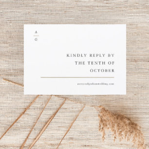 Elegant Modern Black and White Wedding Website RSVP Card
