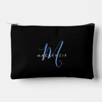 Elegant Modern Black Blue Script Monogram