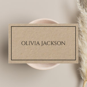 Elegant Modern Black Border Kraft Rustic Business Card