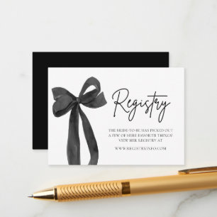 Elegant Modern Black Bow Bridal Shower Registry Enclosure Card