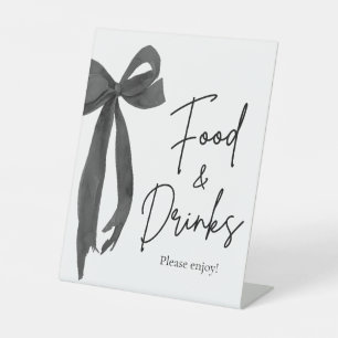 Elegant Modern Black Bow Food and Drinks Sign