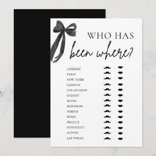 Elegant Modern Black Bow Who Has Been Where Game Invitation