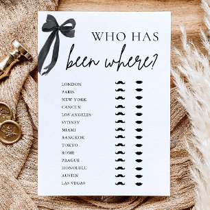 Elegant Modern Black Bow Who Has Been Where Game  Invitation