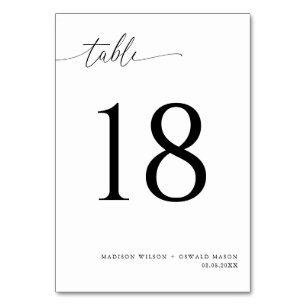 Elegant Modern Black Calligraphy Wedding 18 Table Number