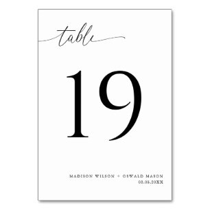 Elegant Modern Black Calligraphy Wedding 19 Table Number