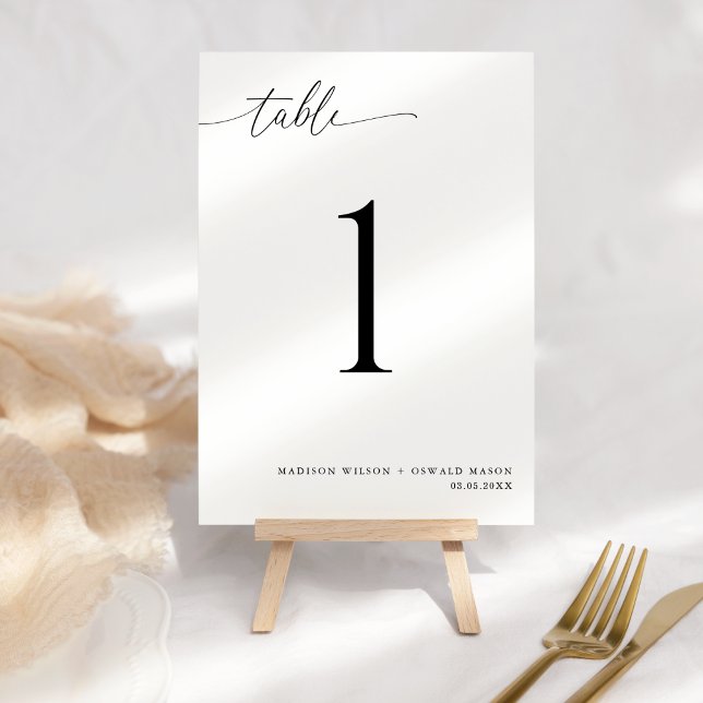 Elegant Modern Black Calligraphy Wedding 1 Table Number (Creator Uploaded)