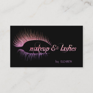 Elegant Modern Black, Glitter Faux Lashes, Makeup Business Card