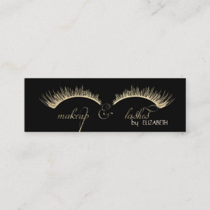 Elegant Modern, Black, Glitter Lashes Mini Business Card