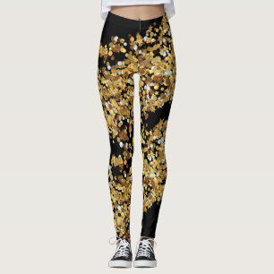 Elegant Modern Black Glitter Sparkles Gift  Leggings