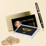 Elegant Modern Black Gold Aeroplane Monogram Business Card Holder<br><div class="desc">Drop a suttle hint with this unique business card holder that you're a Pilot :) Personalise it by adding your initials.

Copyright Soar In Style Designs.</div>