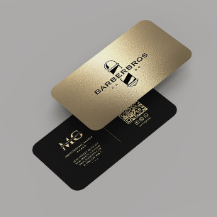 Elegant Modern Black Gold Barber Barbershop Business Card