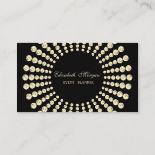 Elegant Modern,Black,Gold Diamonds Business Card