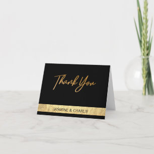 Elegant Modern Black & Gold Foil Wedding Thank You Card