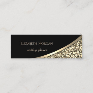 Elegant Modern Black, Gold Glitter Mini Business Card