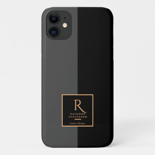 Elegant Modern Black Gold Monogrammed Case-Mate iPhone Case