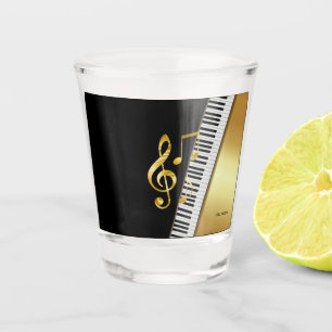 Elegant Modern Black Gold Music Notes,Piano Keys Shot Glass