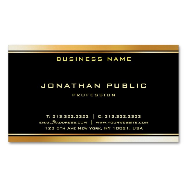 Elegant Modern Black Gold Professional Template Magnetic Business Card (Front)