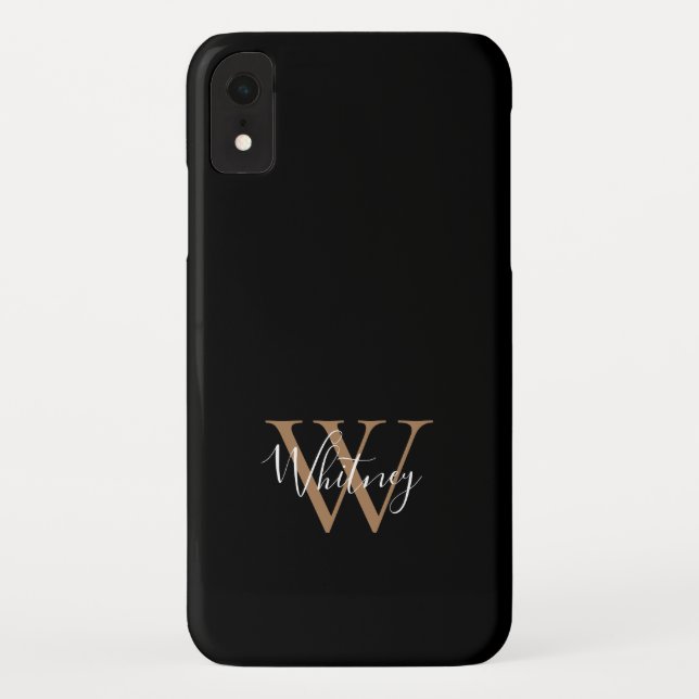Elegant Modern Black Gold Script Monogram Name    Case-Mate iPhone Case (Back)