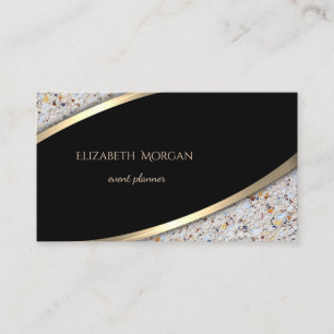 Elegant Modern Black,Gold Stripe, Marble Business Card