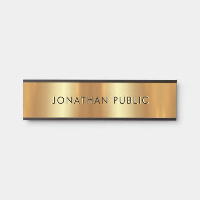 Elegant Modern Black & Gold Template Glamour Door Sign (Front)