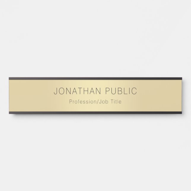 Elegant Modern Black Gold Template Professional Door Sign (Front)