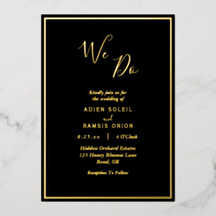 Elegant Modern Black Gold We Do Wedding