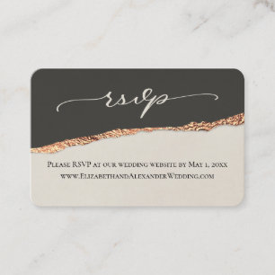 Elegant Modern Black & Gold Wedding Website RSVP Business Card