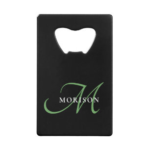 Elegant Modern Black Green Script Monogram