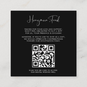 Elegant & Modern Black Honeymoon fund QR code Enclosure Card
