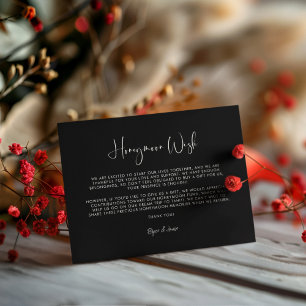 Elegant & Modern Black Honeymoon wish Enclosure Card