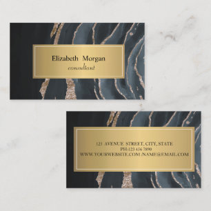 Elegant Modern Black Marble Gold Business Card