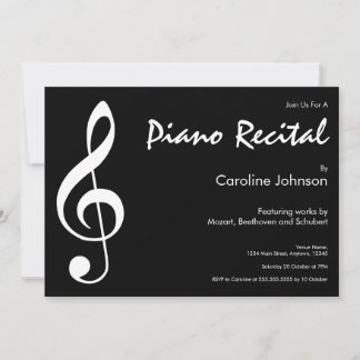 Elegant Modern Black Music Piano Concert Recital Announcement