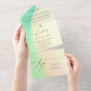 Elegant Modern Black Ombre Tie Dye Wedding All In One Invitation
