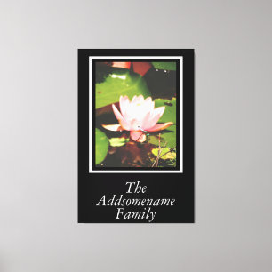 Elegant Modern Black Photo Family Floral Script Canvas Print