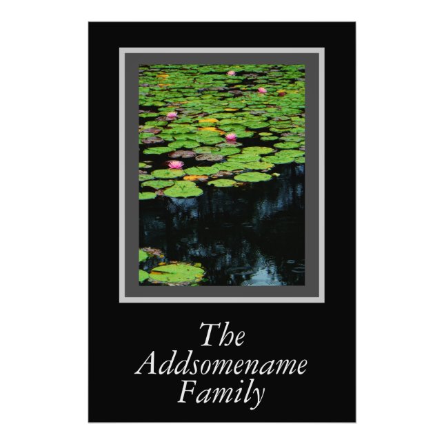 Elegant Modern Black Photo Family Floral Script Print (Front)